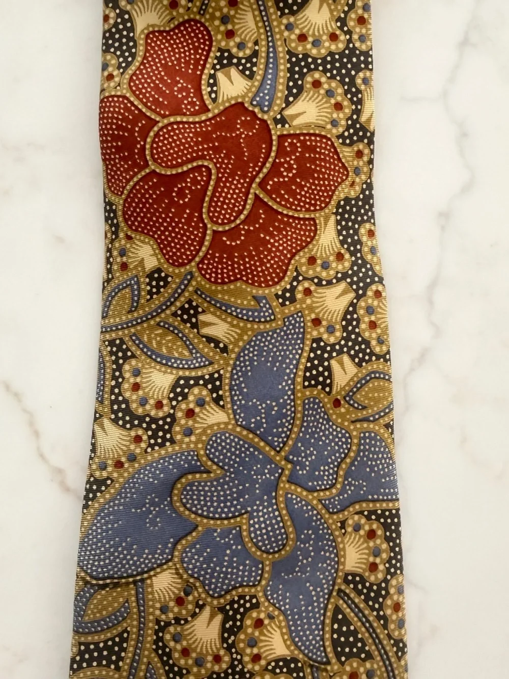 James B. Fairchild 80s/90s Vintage Javanese Batik Print Silk Tie